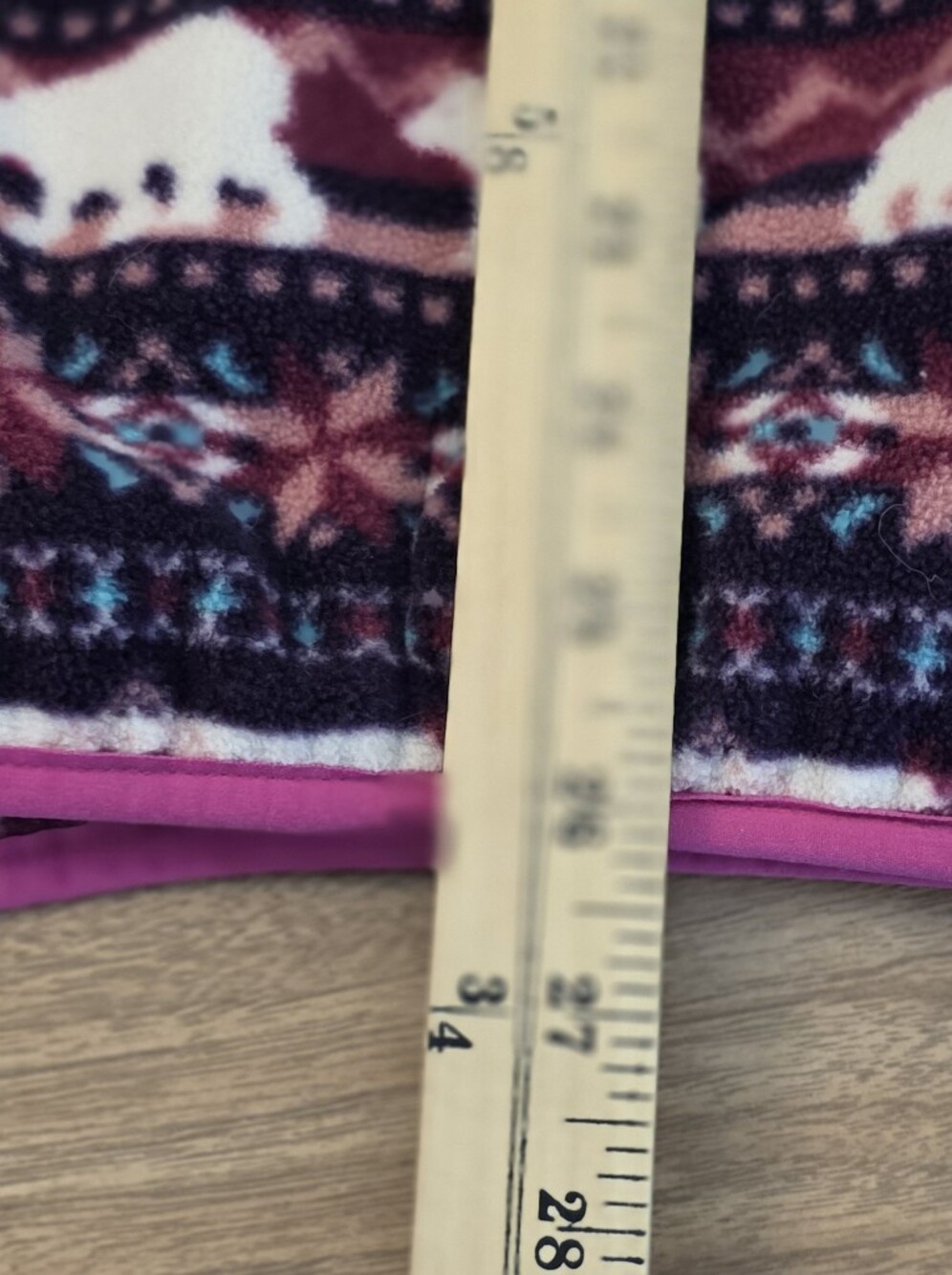 Lands’ End Women’s XL Purple Fleece Fair Isle Reindeer Snap Pullover - Picture 13 of 14
